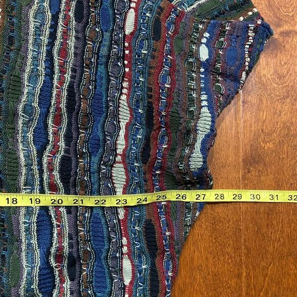 Coogi Y2K Vintage 3D Knit Multicolored Cotton Collard Sweater Men's Size Large - Picture 9 of 10